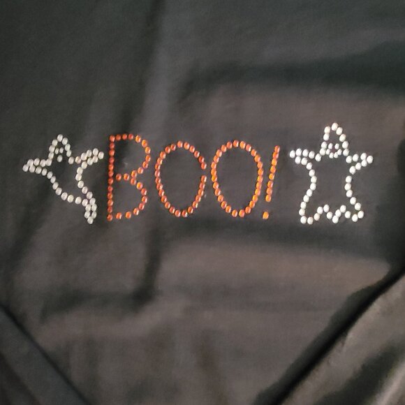 Jerzees Black Blingy BOO! Long Sleeved Tee - S - Picture 6 of 8